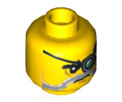 Minifigure, Head Beard Gray and White, Mechanical Left Eye Pattern - Hollow Stud