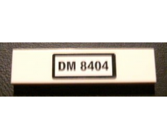 Tile 1 x 4 with Black 'DM 8404' on White Background Pattern (Sticker) - Set 8404