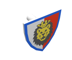 Minifigure, Shield Triangular with Lion Head, Red and White Background Pattern