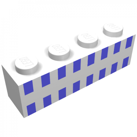 Brick 1 x 4 with Ferry Squares Light Blue in 2 Lines Pattern