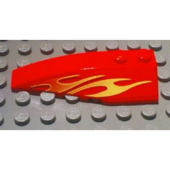 Wedge 6 x 2 Left with Orange and Yellow Flames Pattern (Sticker) - Set 8667