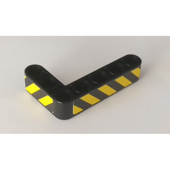 Technic, Liftarm 3 x 5 L-Shape Thick with Black and Yellow Danger Stripes Pattern Model Left Side (Stickers) - Set 42082
