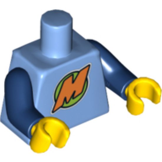 Torso Orange 'M' Pattern (LEGO Club Max) / Dark Blue Arms / Yellow Hands