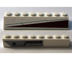 Slope 45 2 x 8 with Red and White Triangle and Silver and Black Cockpit Controls Pattern Model Right Side (Stickers) - Set 10215