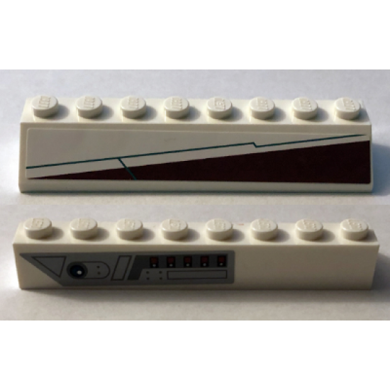 Slope 45 2 x 8 with Red and White Triangle and Silver and Black Cockpit Controls Pattern Model Right Side (Stickers) - Set 10215
