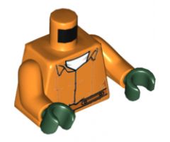 Torso Batman Prisoner Jumpsuit with Belt, White Undershirt and 'ARKHAM' on Back Pattern / Orange Arms / Dark Green Hands