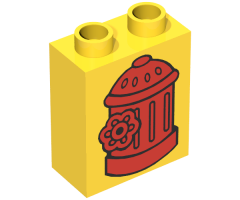 Duplo, Brick 1 x 2 x 2 with Fire Hydrant Pattern