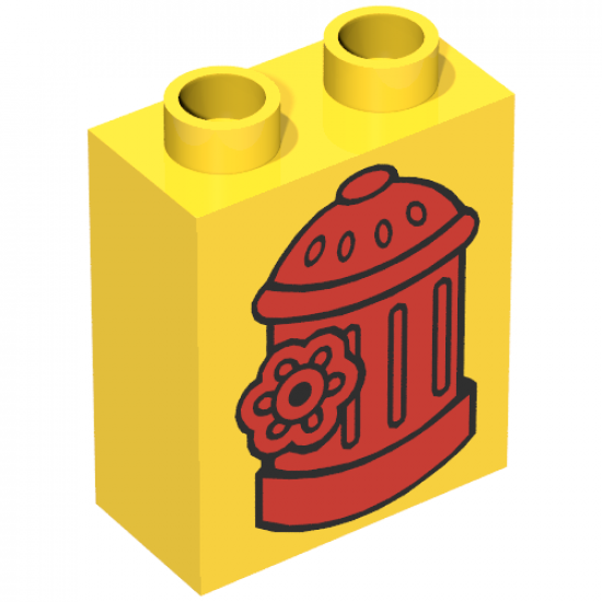 Duplo, Brick 1 x 2 x 2 with Fire Hydrant Pattern