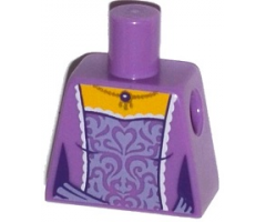 Torso Female Dress with Lavender Embroidery, White Trim and Gold Necklace Pattern