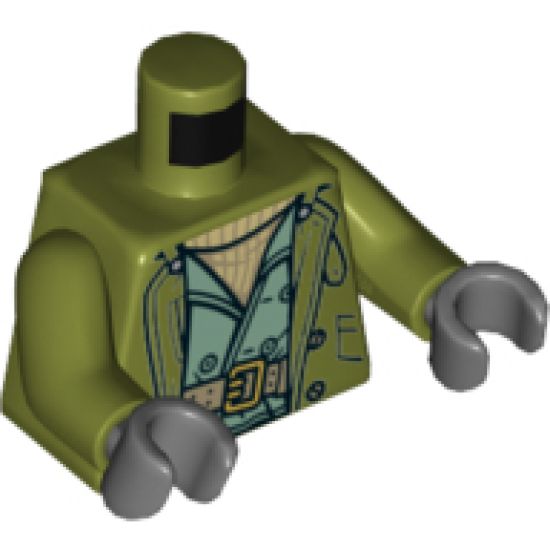 Torso Jacket over Sand Green Vest with Belt Pattern (Steve Trevor) / Olive Green Arms / Dark Bluish Gray Hands