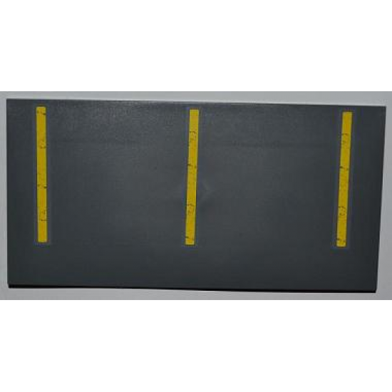 Tile 8 x 16 with Bottom Tubes on Edges with 3 Yellow Lines Pattern (Stickers) - Set 8186