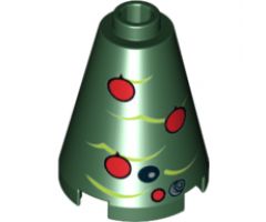Cone 2 x 2 x 2 - Open Stud with Red Ornaments, Tree Boughs and Droid Instruments Pattern