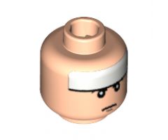 Minifigure, Head Male White Headband Pattern (Batman) - Blocked Open Stud