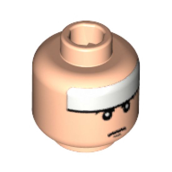 Minifigure, Head Male White Headband Pattern (Batman) - Blocked Open Stud
