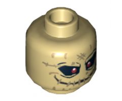 Minifigure, Head Alien with Red Eyes and Stitched Mouth Pattern (Scarecrow) - Hollow Stud