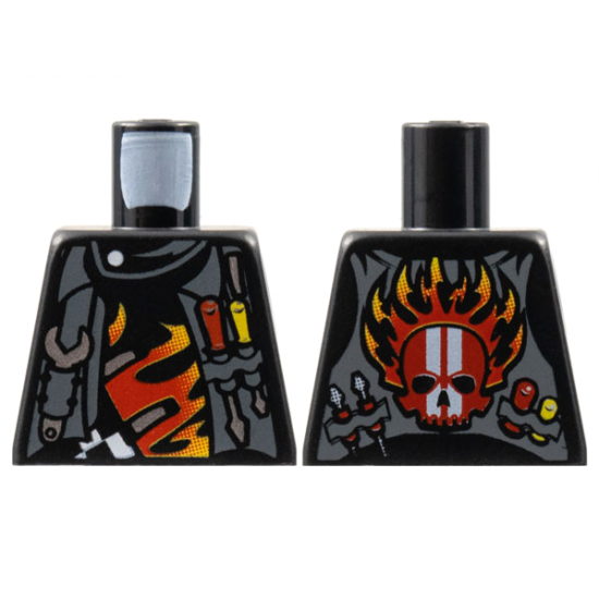 Torso World Racers - Vest and Tools on Front, Skull and Flames on Back Pattern
