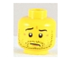 Minifigure, Head Beard Stubble, Wrinkles and Worried Look Pattern - Blocked Open Stud