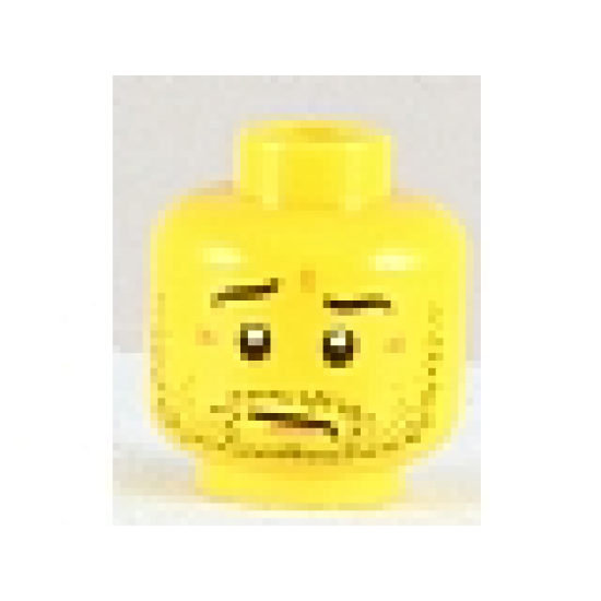 Minifigure, Head Beard Stubble, Wrinkles and Worried Look Pattern - Blocked Open Stud