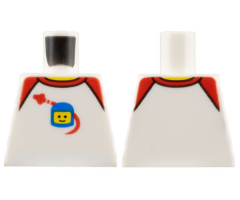 Torso Shirt with Red Collar and Shoulders, Spaceship Orbiting Classic Space Helmet Pattern