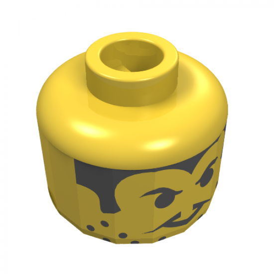 Minifigure, Head Moustache Thin, Stubble and Sideburns Pattern - Blocked Open Stud
