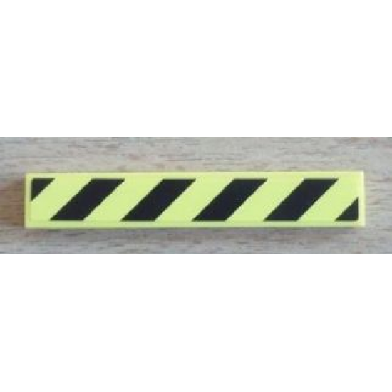 Tile 1 x 6 with Black and Yellow Danger Stripes Pattern (Sticker) - Set 8424