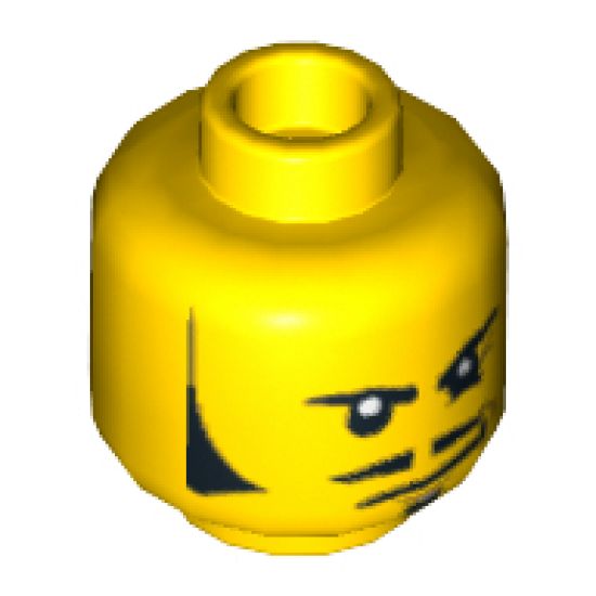Minifigure, Head Male Sideburns, Moustache, Wrinkles and Smirk Pattern (Rodney Rathbone) - Hollow Stud