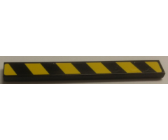 Tile 1 x 8 with Black and Yellow Danger Stripes Pattern Model Right Side (Sticker) - Set 8491