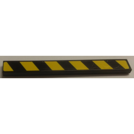 Tile 1 x 8 with Black and Yellow Danger Stripes Pattern Model Right Side (Sticker) - Set 8491