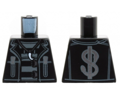 Torso Jacket with Zippers, Dollar Sign on Back, Claw Necklace and Belts Pattern