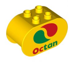 Duplo, Brick 2 x 4 x 2 Rounded Ends with Octan Logo Pattern