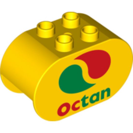 Duplo, Brick 2 x 4 x 2 Rounded Ends with Octan Logo Pattern