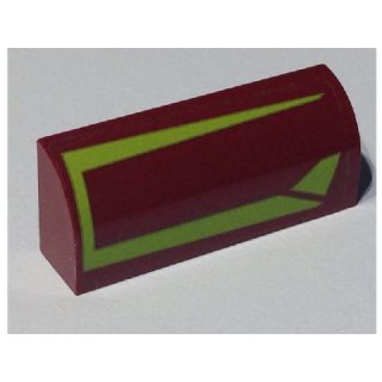 Slope, Curved 1 x 4 x 1 1/3 with Lime Lines Pattern Model Left Side (Sticker) - Set 7751