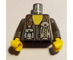 Torso Rock Raiders Two Pouches on Chest Pattern (Docs) / Dark Gray Arms / Yellow Hands