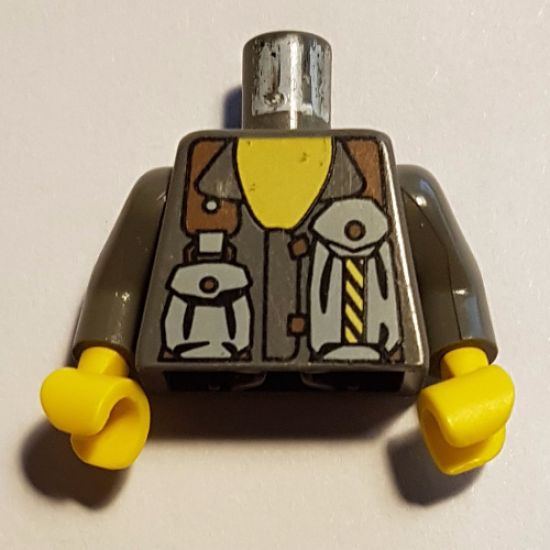 Torso Rock Raiders Two Pouches on Chest Pattern (Docs) / Dark Gray Arms / Yellow Hands