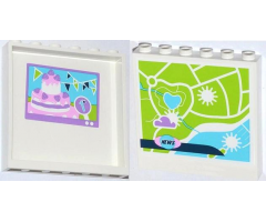 Panel 1 x 6 x 5 with Cake on TV Screen on Inside and Map and 'NEWS' on Outside Pattern (Stickers) - Set 41056