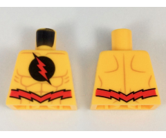 Torso Red Lightning Bolt in Black Circle, Jagged Red Belt Pattern