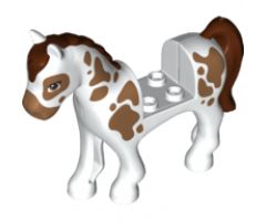 Horse with 2 x 2 Cutout, Medium Nougat Eyes and Spots, Reddish Brown Mane and Tail Pattern