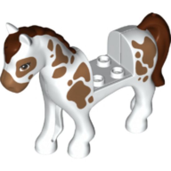 Horse with 2 x 2 Cutout, Medium Nougat Eyes and Spots, Reddish Brown Mane and Tail Pattern