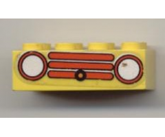 Brick 2 x 4 with Car Grille Fabuland Horizontal Red Pattern (Sticker) - Sets 134-2 / 344-2