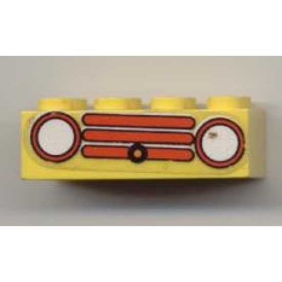 Brick 2 x 4 with Car Grille Fabuland Horizontal Red Pattern (Sticker) - Sets 134-2 / 344-2