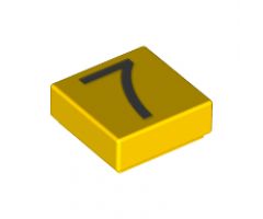 Tile 1 x 1 with Silver Number 7 Pattern