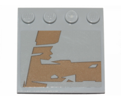 Tile, Modified 4 x 4 with Studs on Edge with Dark Tan Tattered Stripes Pattern Model Left Side (Sticker) - Set 75292