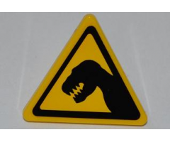 Road Sign 2 x 2 Triangle with Clip with Black T. rex Pattern (Sticker) - Set 5887