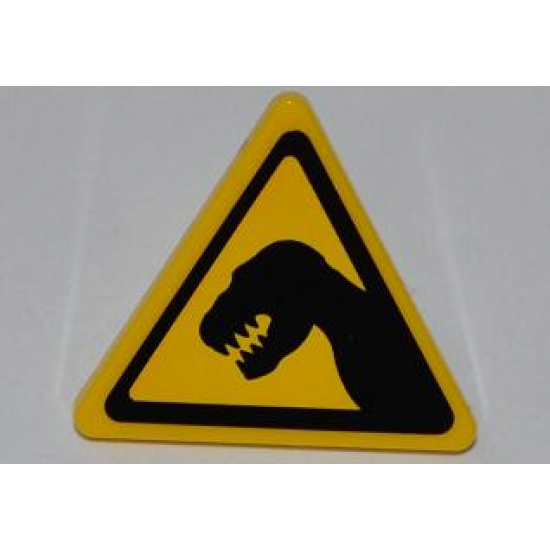 Road Sign 2 x 2 Triangle with Clip with Black T. rex Pattern (Sticker) - Set 5887