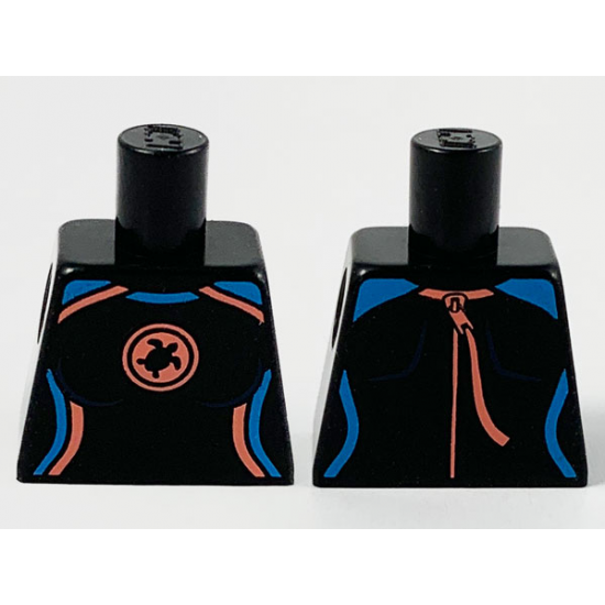 Torso Female Wetsuit, Coral and Dark Azure Trim and Turtle Logo Pattern