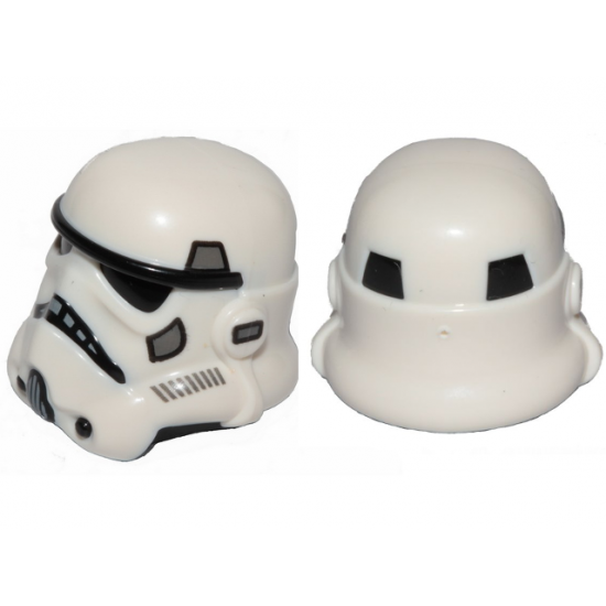 Minifigure, Headgear Helmet SW Stormtrooper, Dual Molded, White with Dark Bluish Gray Marks and Black Squares on Back Pattern