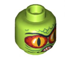 Minifigure, Head Alien with Swamp Creature with Red and Yellow Eyes, Pointed Teeth and Scales Pattern - Blocked Open Stud