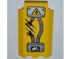 Panel 3 x 3 x 6 Corner Wall without Bottom Indentations with Electricity Danger Sign, 1 Ripped Cable, 'DANGER' and Gauge Pattern (Sticker) - Set 5887