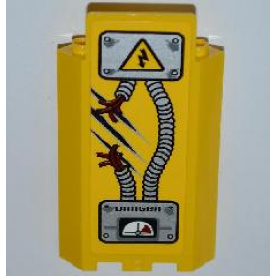 Panel 3 x 3 x 6 Corner Wall without Bottom Indentations with Electricity Danger Sign, 1 Ripped Cable, 'DANGER' and Gauge Pattern (Sticker) - Set 5887