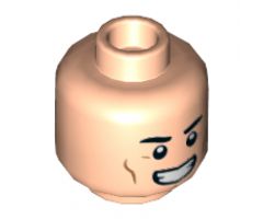 Minifigure, Head Dual Sided Black Eyebrows, Cheek Lines, Smile / Light Blue Lightning Bolts Pattern - Hollow Stud